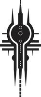 Pixelated Prowess Abstract Vector Logo Design for Cybernetic Evolution Binary Blossom Sleek Cybernetic Symbol in Black Monochrome