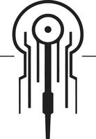 Neural Noir Sleek Black Vector Logo for Cybernetic Bliss Code Canopy Abstract Cybernetic Emblem in Monochromatic Design