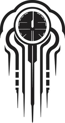 Pixelated Progress Elegant Cybernetic Emblem in Sleek Black Binary Brilliance Monochrome Abstract Symbol for Cybernetic Sophistication