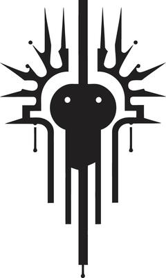 Technological Transcendence Monochrome Vector Emblem for Cybernetic Lovers Pixelated Progress Abstract Cybernetic Symbol in Black Vector Logo