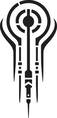 Techno Threads Monochrome Cybernetic Symbol in Black Design Neural Net Elegance Chic Abstract Logo Illustrating Cybernetic Evolution