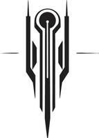 Digital Nexus Sleek Emblem Illustrating Cybernetic Harmony Binary Harmony Elegant Cybernetic Design in Monochrome vector