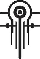 Digital Dynamics Monochrome Emblem Illustrating Cybernetic Harmony Technological Transcendence Chic Black Abstract Cybernetic Design vector