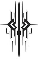 Futuristic Fusion Monochrome Vector Logo for Black Cybernetic Bliss Techno Threads Chic Abstract Cybernetic Symbol in Sleek Design