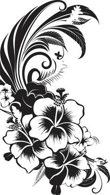 Graceful Garland Monochrome Icon Featuring Decorative Corners Opulent Orchids Sleek Black Logo Design with Decorative Corners