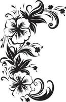 Blossom Beauty Elegant Vector Logo Highlighting Decorative Corners Natures Nectar Monochrome Icon with Decorative Corners in Black