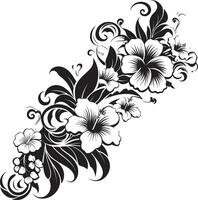 encantador entrelaza elegante emblema con decorativo floral diseño botánico generosidad elegante negro logo diseño con decorativo rincones vector