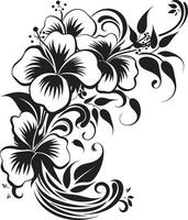 Graceful Garland Sleek Black Logo with Decorative Corners Chic Petals Elegant Vector Emblem with Decorative Floral Corners