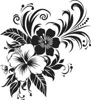 Floral Radiance Sleek Black Icon with Decorative Corners Botanic Borders Chic Vector Logo Design with Decorative Corners