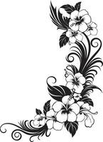 Botanic Bliss Monochrome Icon Featuring Decorative Corners Petals of Prestige Sleek Vector Logo Highlighting Decorative Corners