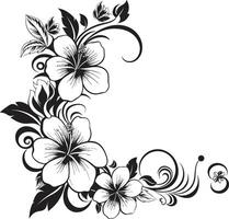 Blossom Beauty Chic Vector Logo Featuring Decorative Floral Design Natures Nectar Sleek Black Logo with Decorative Corners