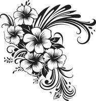 Whimsical Whorls Monochrome Icon with Decorative Corners Enchanting Entwines Sleek Vector Emblem Featuring Decorative Floral Design