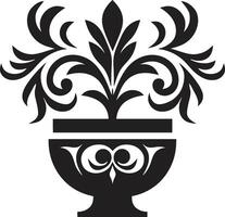 botánico belleza monocromo emblema destacando decorativo planta maceta floral fusión elegante vector planta maceta logo en negro