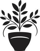 Natures Niche Monochrome Emblem Featuring Chic Plant Pot Design Petal Potpourri Elegant Black Vector Emblem Highlighting Plant Pot