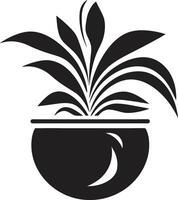 Floral Framework Monochrome Emblem with Decorative Plant Pot Petal Presence Elegant Black Icon with Chic Vector Plant Pot