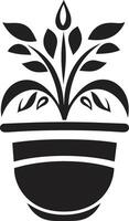 Petal Panorama Sleek Emblem with Decorative Plant Pot in Black Organic Opulence Monochrome Plant Pot Logo with Stylish Design vector