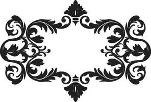 Elegance Engraved Black Icon Featuring Vintage European Border Antiquity in Abundance Stylish Emblem with Monochrome European Border vector