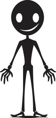 Sketchy Simplicity Monochrome Stickman Cartoon Icon Doodle Delight Sleek Black Vector Logo with Stickman Charm