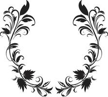 sofisticado remolinos pulcro negro emblema con garabatear decoraciones florido contornos monocromo logo destacando garabatear decorativo elemento vector