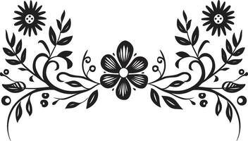 artístico adornos pulcro emblema con negro garabatear decorativo elementos elegante complejidad monocromo garabatear decorativo elemento en elegante diseño vector