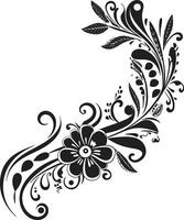 Whimsy in Waves Sleek Logo Design Featuring Decorative Doodle Element Elegance Embellished Monochrome Decorative Element in Stylish Black vector