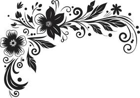 Fanciful Flourishes Sleek Emblem Highlighting Decorative Doodles Elegance Embellished Black Doodle Decorative Logo in Monochrome vector