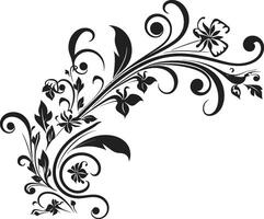 Elegance Embellished Black Doodle Decorative Logo in Monochrome Artistic Adornments Stylish Vector Emblem with Decorative Elements