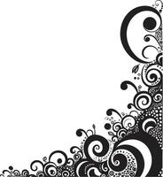 Fanciful Flourishes Black Logo with Decorative Doodle Elements Sophisticated Swirls Sleek Emblem Featuring Monochrome Decorative Element vector
