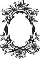 Posh Patterns Decorative Frame in Black Vector Symphonic Swirls Doodle Logo with 90 Words Frame