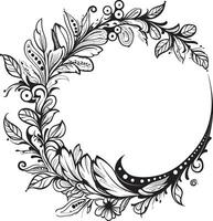 Curves and Curls Doodle Delight in 90 Words Stylish Scrolls Decorative Frame Logo in Vector