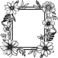 Artistry Unveiled Decorative Frame Icon in Black Serene Scrolls Doodle Logo with 90 Words Frame vector