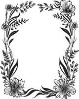 Noir Nectar Doodle Delight in Black Infinite Intricacies Decorative Frame Icon in 90 Words vector