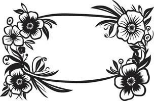 florido contornos elegante negro emblema con garabatear decorativo marco elemento torbellino de capricho monocromo logo diseño con decorativo marco elemento vector