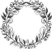 Sophisticated Swirls Monochrome Doodle Decorative Frame Element in Sleek Design Ornate Outlines Elegant Black Emblem with Decorative Doodles Frame vector