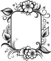 Ornate Outlines Stylish Black Logo Highlighting Decorative Frame Element Whirlwind of Whimsy Sleek Vector Design with Doodle Decorative Frame