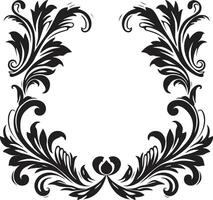 elegante complejidad elegante decorativo marco en monocromo vector diseño capricho en olas negro garabatear logo con elegante decorativo marco