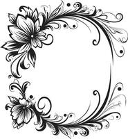 Sophisticated Swirls Elegant Black Logo with Decorative Doodles Frame Ornate Outlines Sleek Vector Design Highlighting Doodle Decorative Frame Element