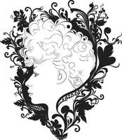 Chic Complexity Elegant Black Emblem with Doodle Decorations Frame Whimsy in Waves Sleek Vector Icon Featuring Decorative Doodle Frame Element