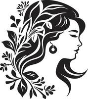 Feminine Flourish Vector Symbol of a Black Floral Woman Face Radiant Rose A Black Logo Design Showcasing Floral Woman Face