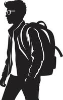 Educational Eminence Black Logo Design for Distinguished Male Students Scholarly Silhouette A Black Vector Logo for Male Student Elegance