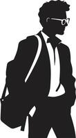 intrépido intelecto simbólico vector negro logo para ambicioso masculino estudiantes erudito silueta negro icono significando académico excelencia para masculino estudiantes