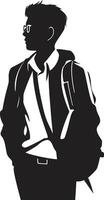 Pinnacle Pursuit Achieving Heights with Black Icon for Male Students Majestic Minds Vector Black Logo Signifying Male Student Excellence