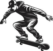 Velocity Vision Sleek Vector Icon of a Skateboarding Man in Black Skateboard Sensation Black Logo Design Evoking the Thrill of Riding