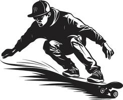 Rolling Renaissance Vector Black Symbol of a Skateboarding Man Skateboard Serenade Black Logo Design Expressing the Song of Riding