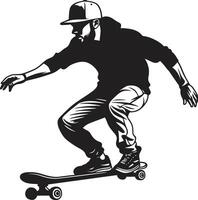 velocidad vanguardia icónico vector de un hombre en un patineta en negro gravedad gurú icónico vector de un hombre en un patineta en negro