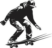 patineta soberanía negro logo diseño presentando un montando monarca urbano velocidad dinámica vector icono de un hombre en un patineta en negro