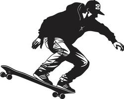 Urban Velocity Dynamic Vector Icon of a Man on a Skateboard in Black Street Stylist Edgy Black Logo Design with a Skateboarding Man Icon