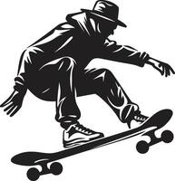 patineta sensación negro logo diseño evocando el emoción de montando emoción tirano icónico vector símbolo de un hombre en un patineta en negro