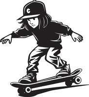 Skateboard Sage Black Logo Design with a Wise Man on Wheels Gravity Guru Iconic Vector of a Man on a Skateboard in Black