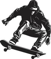 Rolling Renaissance Vector Black Symbol of a Skateboarding Man Skateboard Serenade Black Logo Design Expressing the Song of Riding